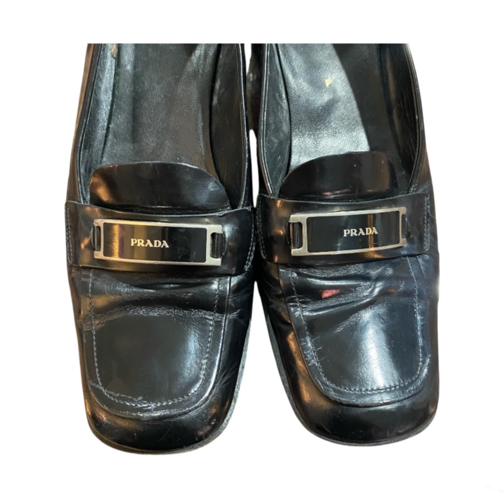 PRADA Vintage Classic Black Patent Leather Loafer Moccasin Shoes EU 39.5 US8.5 - Picture 2 of 11